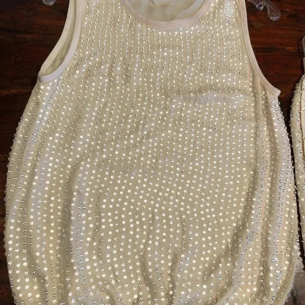 L’AGENCE Beaded Top & Mini Skirt Size Medium. Champagne color. So cute. - Picture 6 of 15